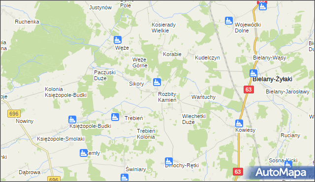 mapa Rozbity Kamień, Rozbity Kamień na mapie Targeo