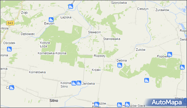 mapa Rozdoły gmina Sitno, Rozdoły gmina Sitno na mapie Targeo