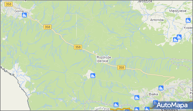 mapa Rozdroże Izerskie, Rozdroże Izerskie na mapie Targeo