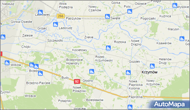 mapa Rożek Krzymowski, Rożek Krzymowski na mapie Targeo