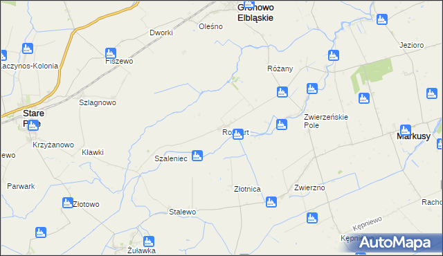 mapa Rozgart gmina Gronowo Elbląskie, Rozgart gmina Gronowo Elbląskie na mapie Targeo