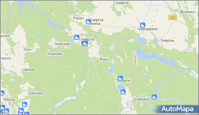 mapa Różki gmina Kołczygłowy, Różki gmina Kołczygłowy na mapie Targeo