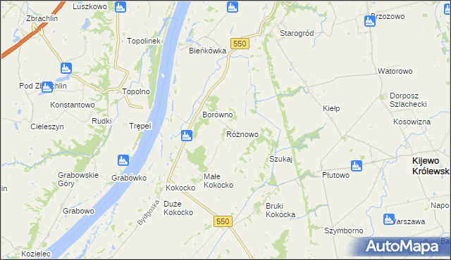 mapa Różnowo gmina Chełmno, Różnowo gmina Chełmno na mapie Targeo