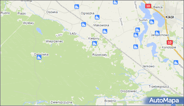 mapa Rozstrzały, Rozstrzały na mapie Targeo