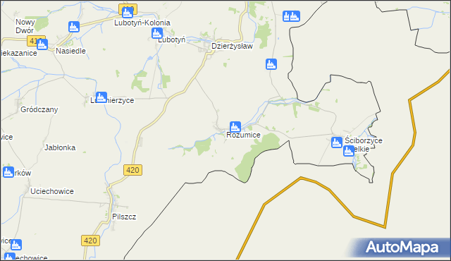 mapa Rozumice, Rozumice na mapie Targeo