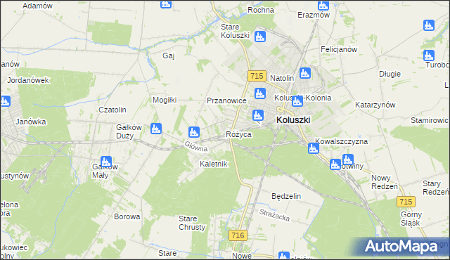 mapa Różyca, Różyca na mapie Targeo