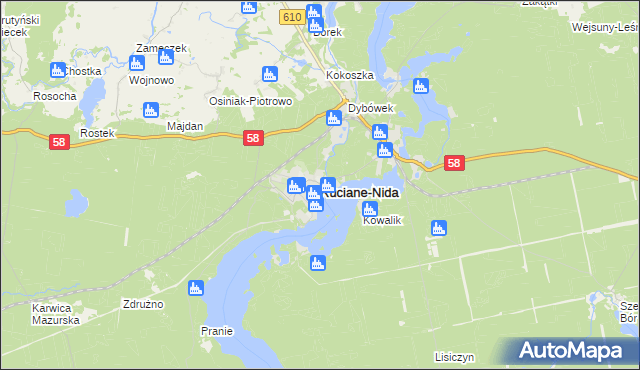 mapa Ruciane-Nida, Ruciane-Nida na mapie Targeo