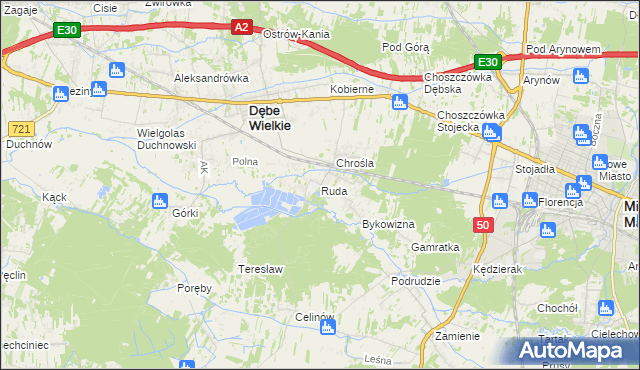 mapa Ruda gmina Dębe Wielkie, Ruda gmina Dębe Wielkie na mapie Targeo