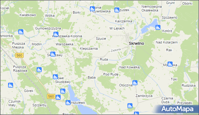 mapa Ruda gmina Skrwilno, Ruda gmina Skrwilno na mapie Targeo
