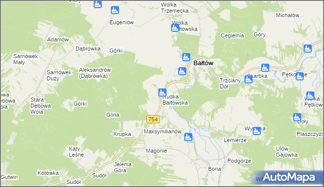 mapa Rudka Bałtowska, Rudka Bałtowska na mapie Targeo