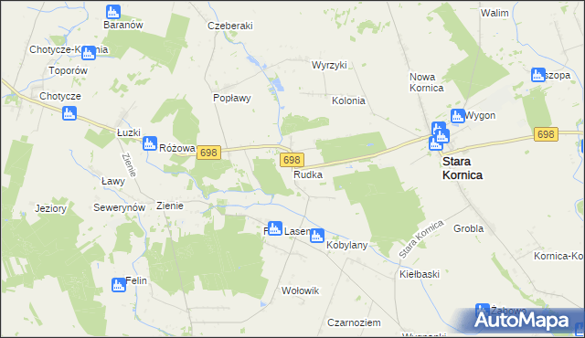 mapa Rudka gmina Stara Kornica, Rudka gmina Stara Kornica na mapie Targeo