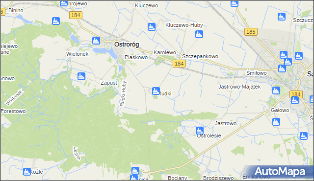 mapa Rudki gmina Ostroróg, Rudki gmina Ostroróg na mapie Targeo