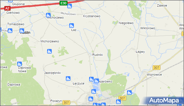 mapa Rudniki gmina Opalenica, Rudniki gmina Opalenica na mapie Targeo