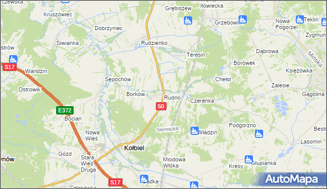 mapa Rudno gmina Kołbiel, Rudno gmina Kołbiel na mapie Targeo