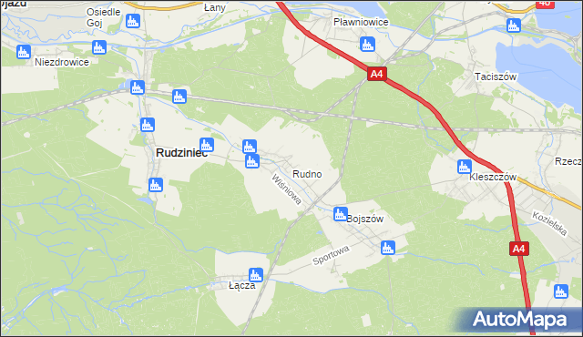 mapa Rudno gmina Rudziniec, Rudno gmina Rudziniec na mapie Targeo