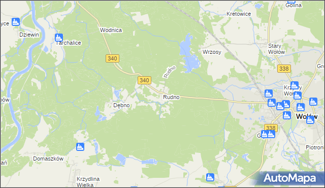 mapa Rudno gmina Wołów, Rudno gmina Wołów na mapie Targeo