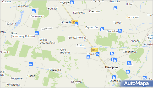 mapa Rudno gmina Żmudź, Rudno gmina Żmudź na mapie Targeo