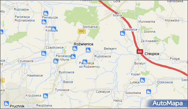 mapa Rudołowice, Rudołowice na mapie Targeo