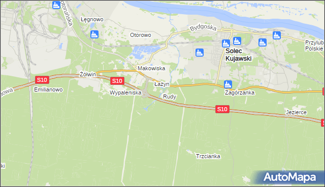 mapa Rudy gmina Solec Kujawski, Rudy gmina Solec Kujawski na mapie Targeo