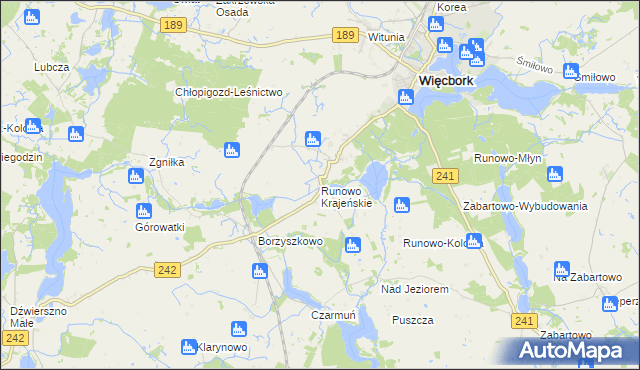 mapa Runowo Krajeńskie, Runowo Krajeńskie na mapie Targeo
