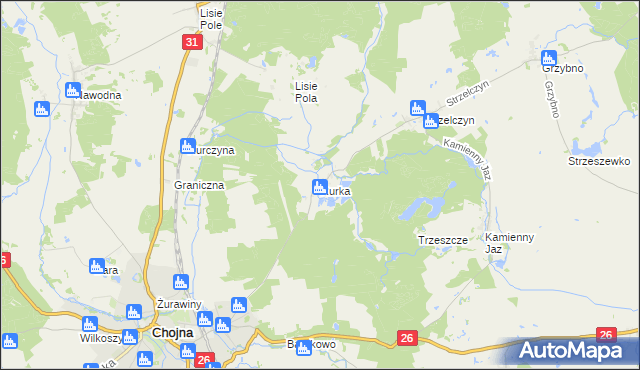 mapa Rurka gmina Chojna, Rurka gmina Chojna na mapie Targeo