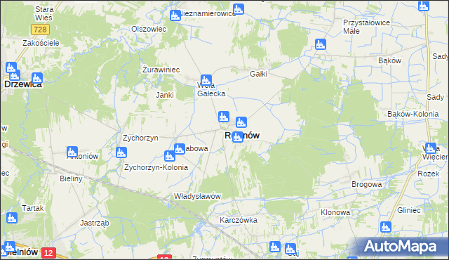 mapa Rusinów powiat przysuski, Rusinów powiat przysuski na mapie Targeo