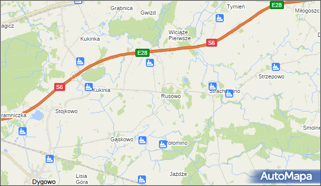 mapa Rusowo, Rusowo na mapie Targeo