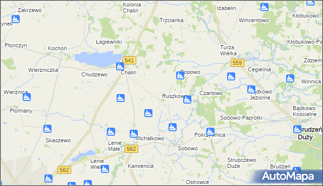 mapa Ruszkowo gmina Dobrzyń nad Wisłą, Ruszkowo gmina Dobrzyń nad Wisłą na mapie Targeo