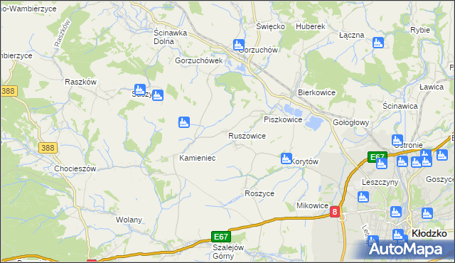 mapa Ruszowice gmina Kłodzko, Ruszowice gmina Kłodzko na mapie Targeo