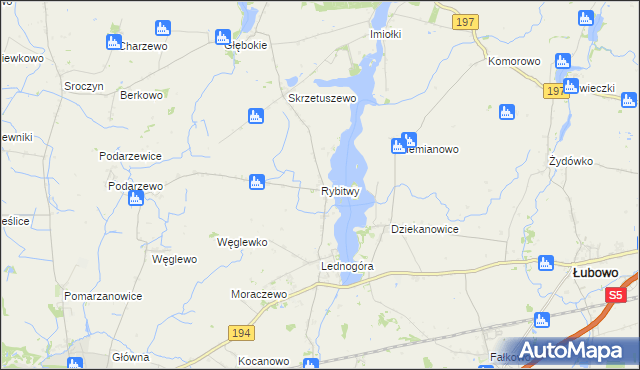 mapa Rybitwy gmina Łubowo, Rybitwy gmina Łubowo na mapie Targeo