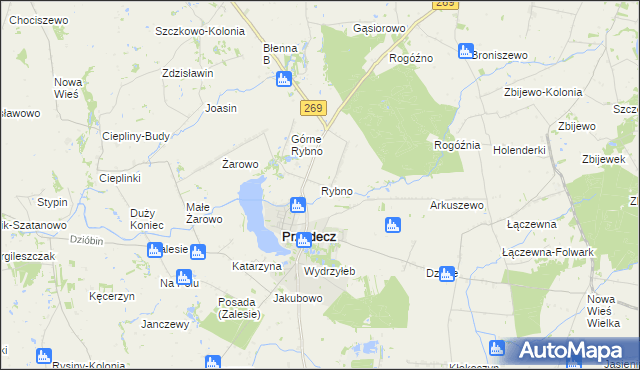 mapa Rybno gmina Przedecz, Rybno gmina Przedecz na mapie Targeo