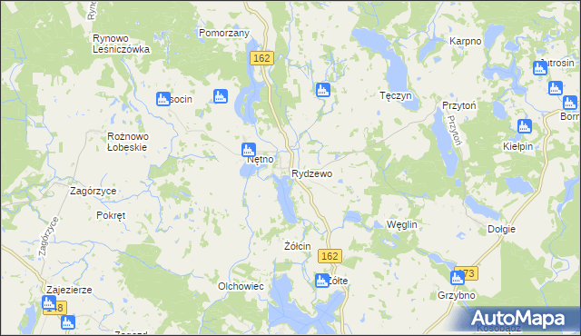 mapa Rydzewo gmina Drawsko Pomorskie, Rydzewo gmina Drawsko Pomorskie na mapie Targeo