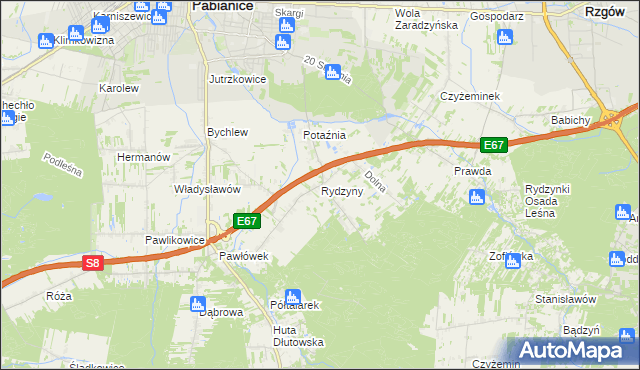 mapa Rydzyny, Rydzyny na mapie Targeo