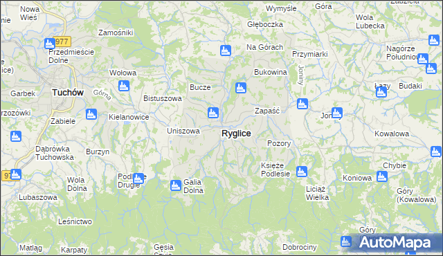 mapa Ryglice, Ryglice na mapie Targeo
