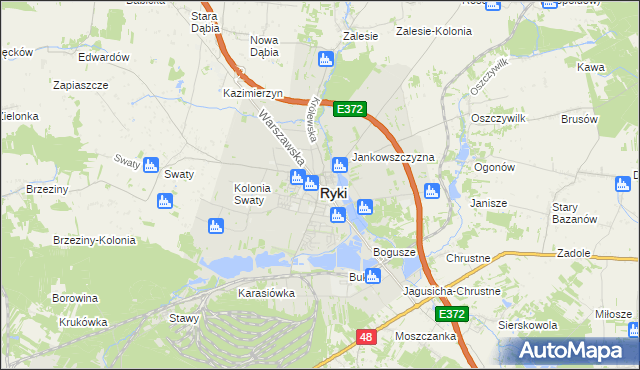 mapa Ryki, Ryki na mapie Targeo