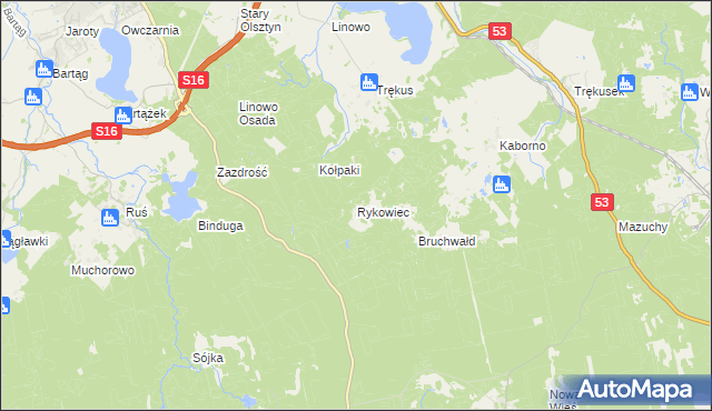 mapa Rykowiec, Rykowiec na mapie Targeo