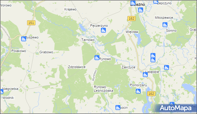 mapa Rynowo gmina Łobez, Rynowo gmina Łobez na mapie Targeo