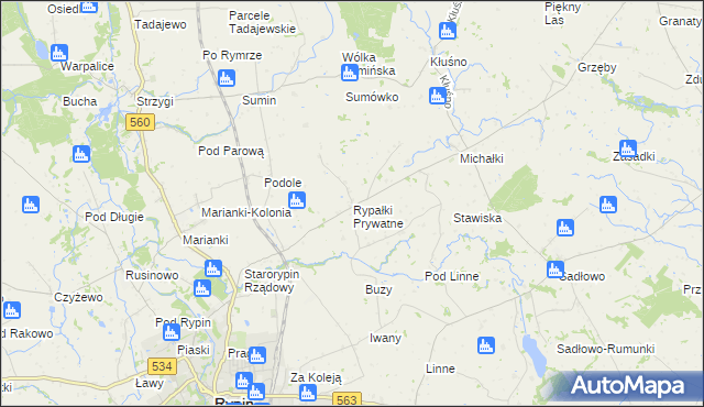 mapa Rypałki Prywatne, Rypałki Prywatne na mapie Targeo