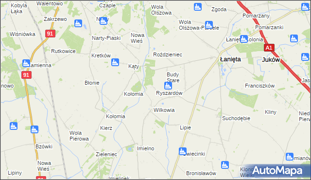 mapa Ryszardów, Ryszardów na mapie Targeo