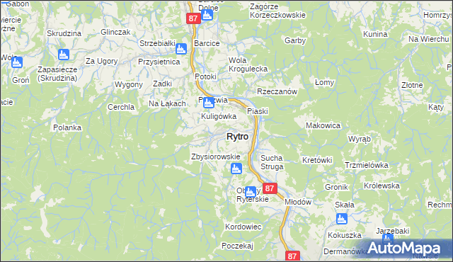 mapa Rytro, Rytro na mapie Targeo