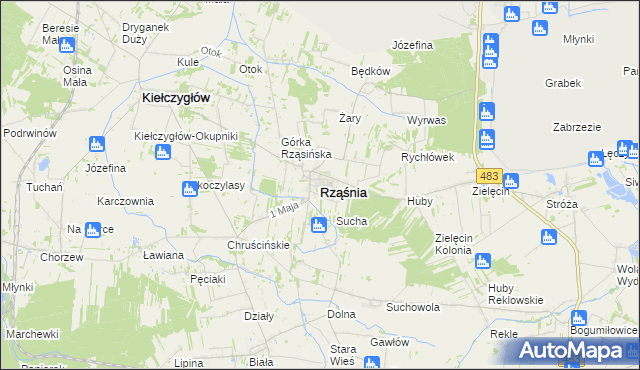 mapa Rząśnia, Rząśnia na mapie Targeo