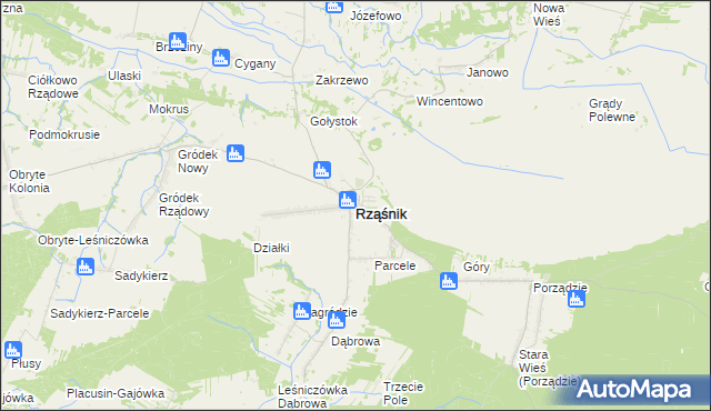 mapa Rząśnik powiat wyszkowski, Rząśnik powiat wyszkowski na mapie Targeo