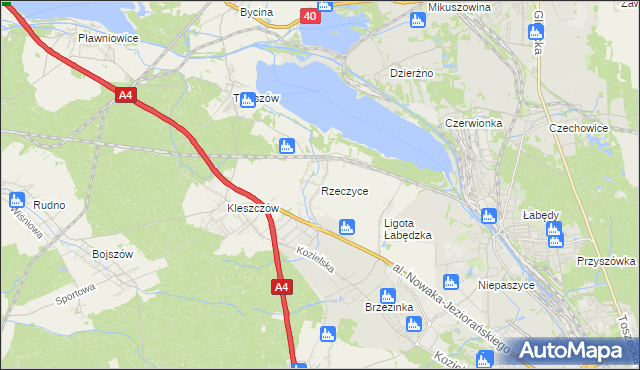 mapa Rzeczyce gmina Rudziniec, Rzeczyce gmina Rudziniec na mapie Targeo