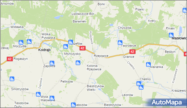 mapa Rzejowice, Rzejowice na mapie Targeo