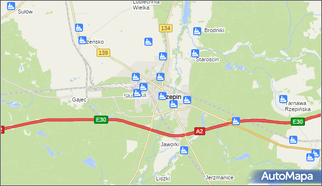 mapa Rzepin, Rzepin na mapie Targeo
