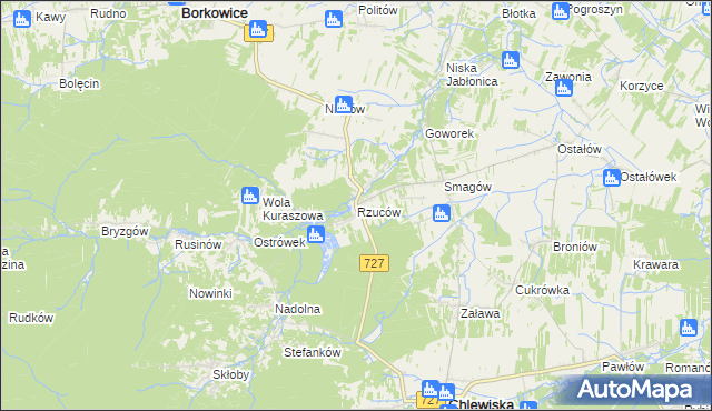 mapa Rzuców, Rzuców na mapie Targeo