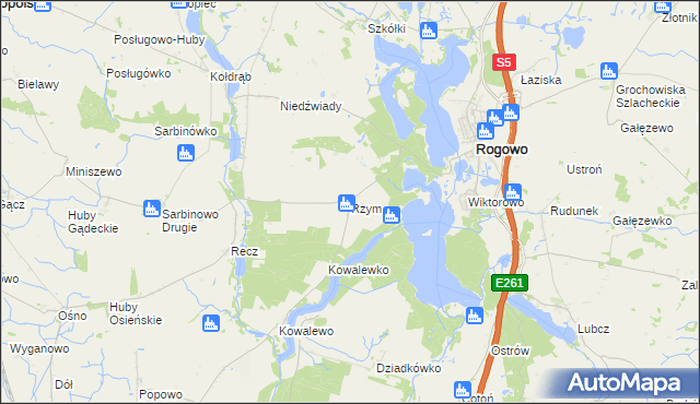 mapa Rzym gmina Rogowo, Rzym gmina Rogowo na mapie Targeo