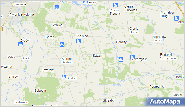 mapa Saczyn, Saczyn na mapie Targeo