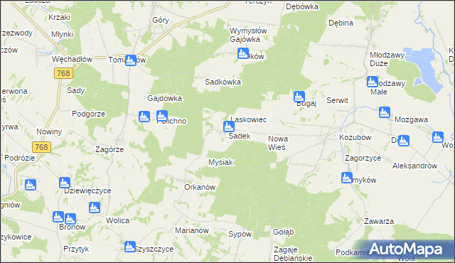 mapa Sadek gmina Pińczów, Sadek gmina Pińczów na mapie Targeo