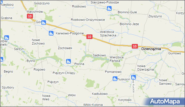 mapa Sadkowo gmina Dzierzążnia, Sadkowo gmina Dzierzążnia na mapie Targeo